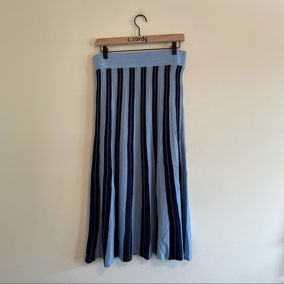 NWT FoxieDox Nina Blue Stripe Knit Midi Skirt - Picture 3 of 5